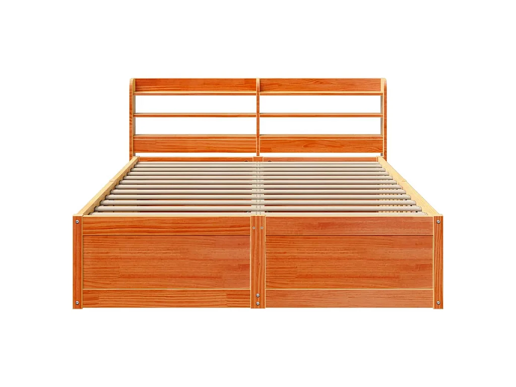 Cadre de lit avec tête de lit cire marron 120x190cm bois de pin