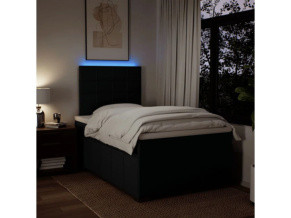 Cama com molas/colchão 120x200 cm tecido preto