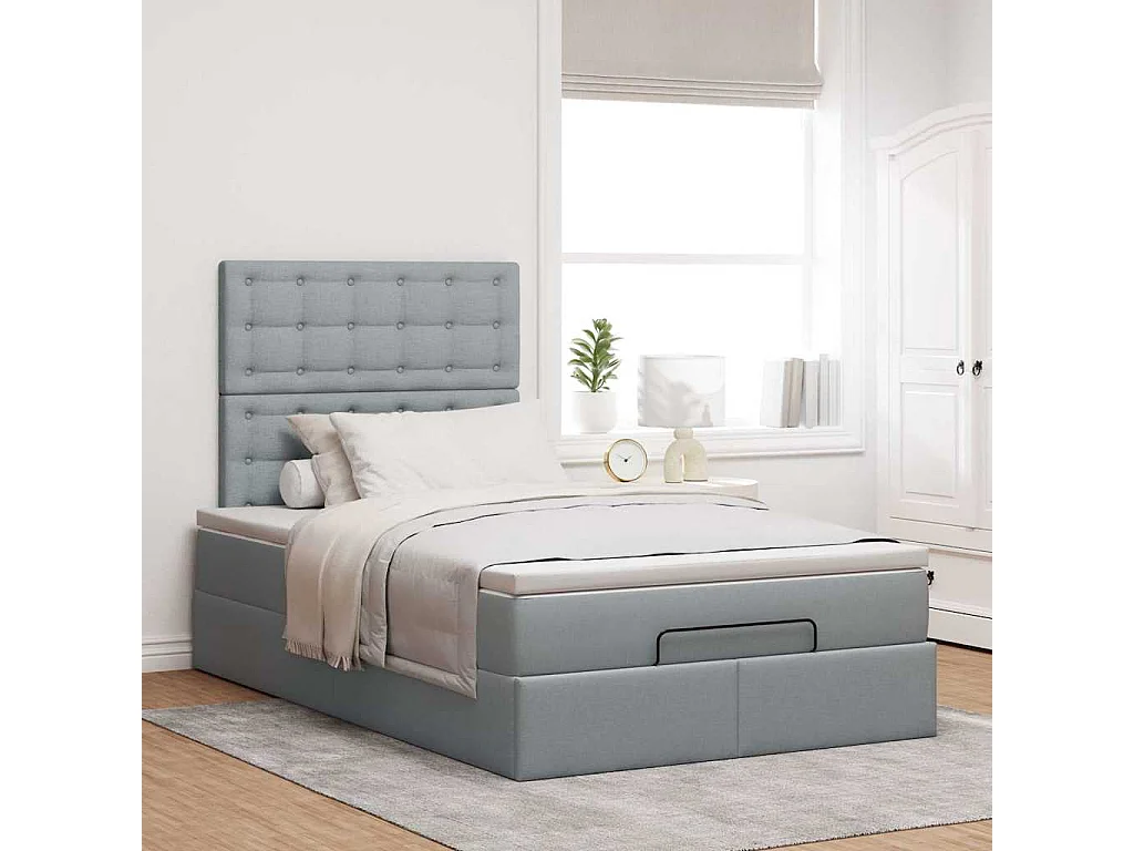 Struttura Letto Pouf con Materasso 120x200 cm in Tessuto