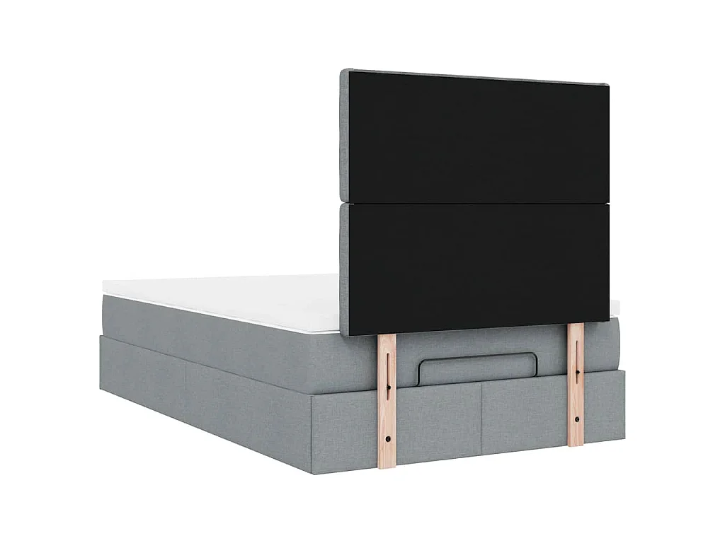 Ottoman bed met matras en LED's 120x200cm stof lichtgrijs