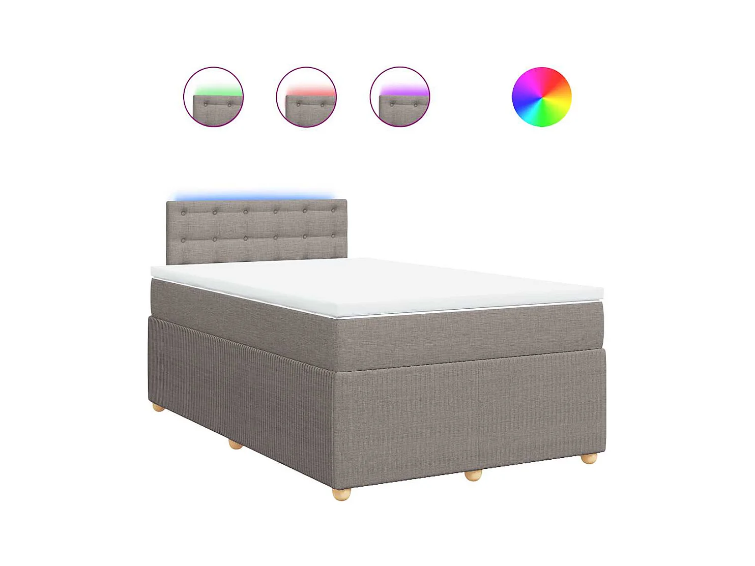 Sommier à lattes de lit avec matelas Taupe 120x200 cm Tissu