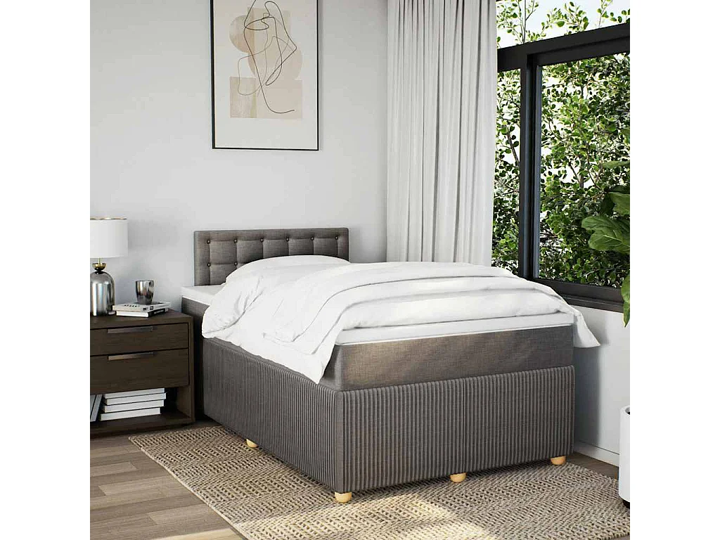 Sommier à lattes de lit avec matelas Taupe 120x200 cm Tissu