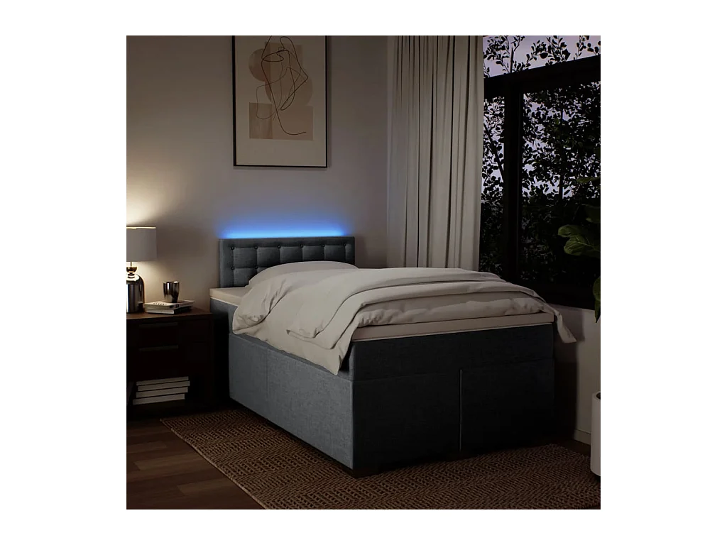 Sommier à lattes de lit et matelas gris clair 120x190 cm tissu