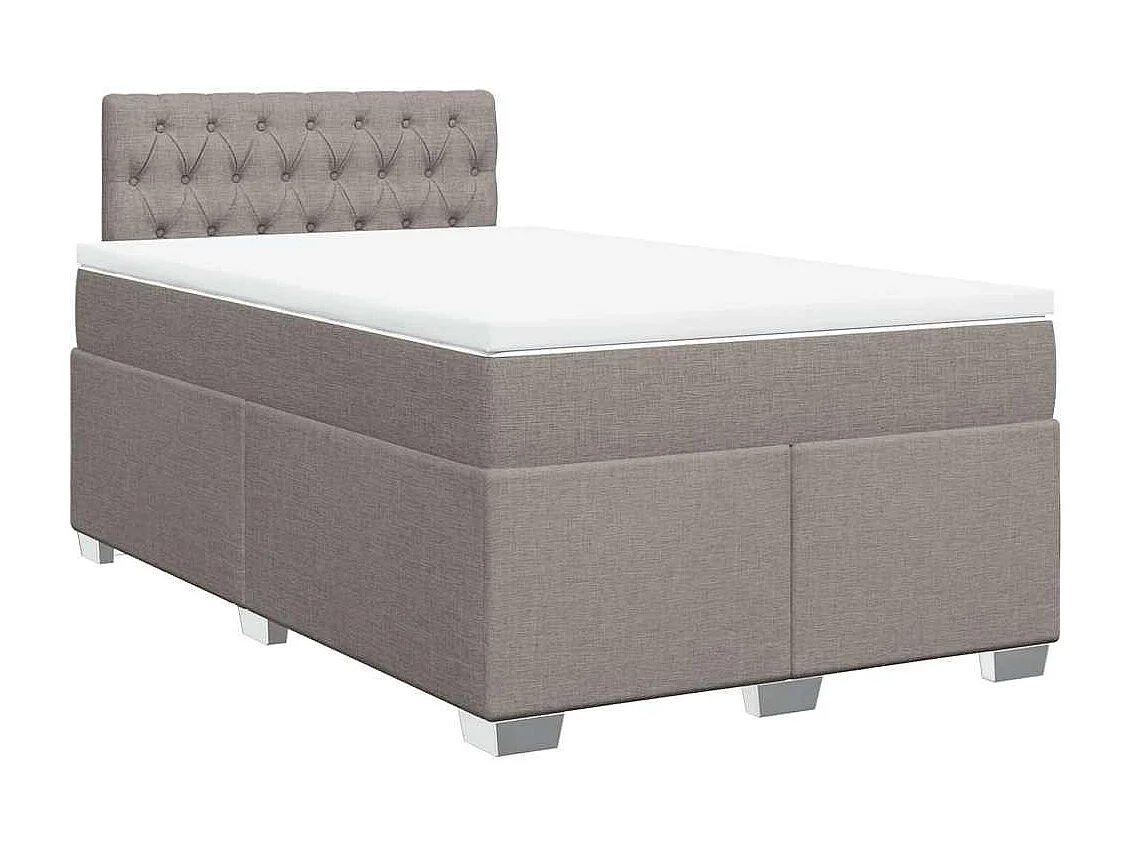 Cama boxspring c/ colchão 120x190cm tecido castanho-acinzentado