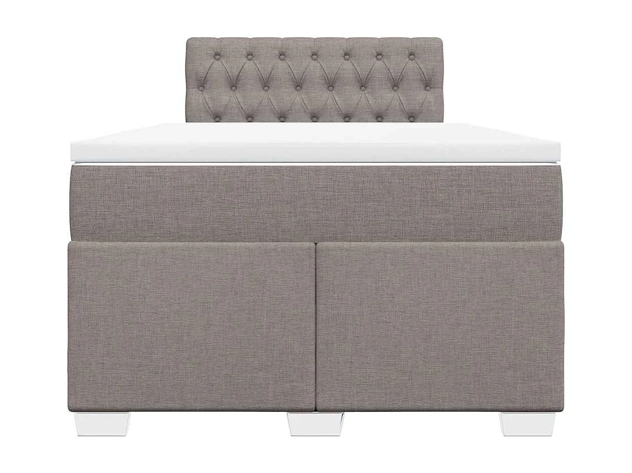 Cama boxspring c/ colchão 120x190cm tecido castanho-acinzentado
