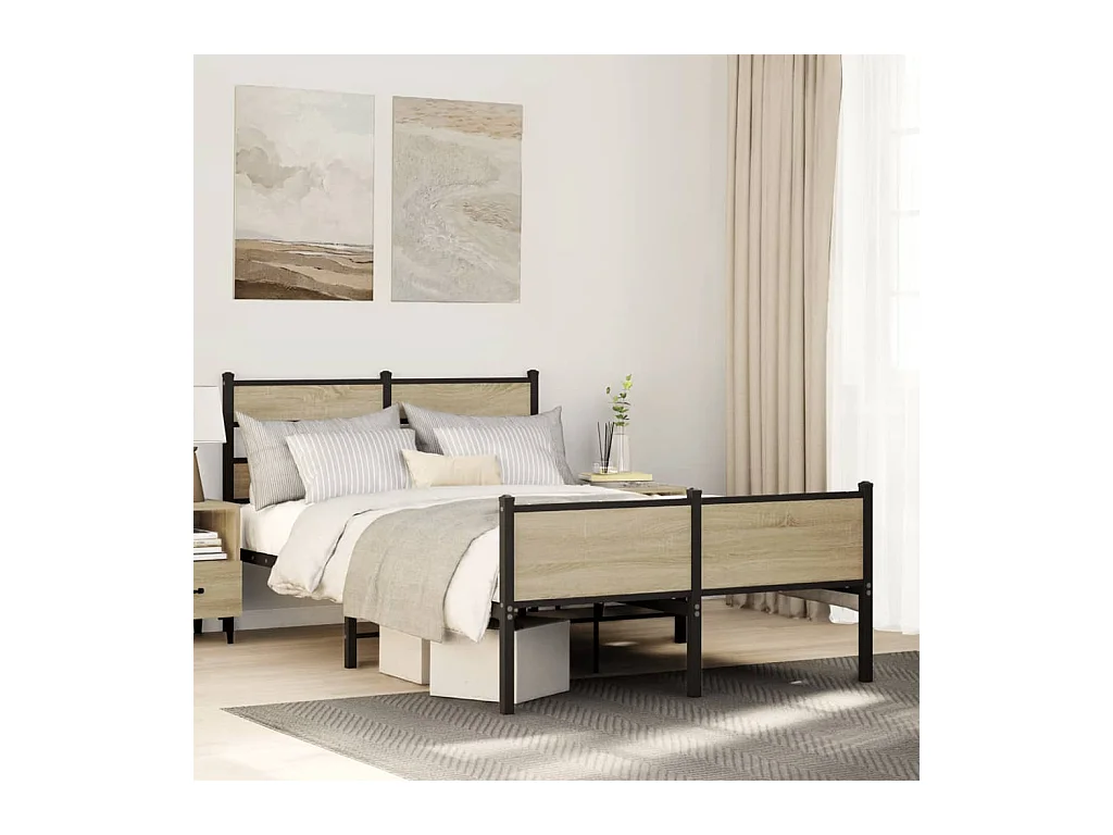 Estrutura cama s/ colchão derivados de madeira carvalho sonoma
