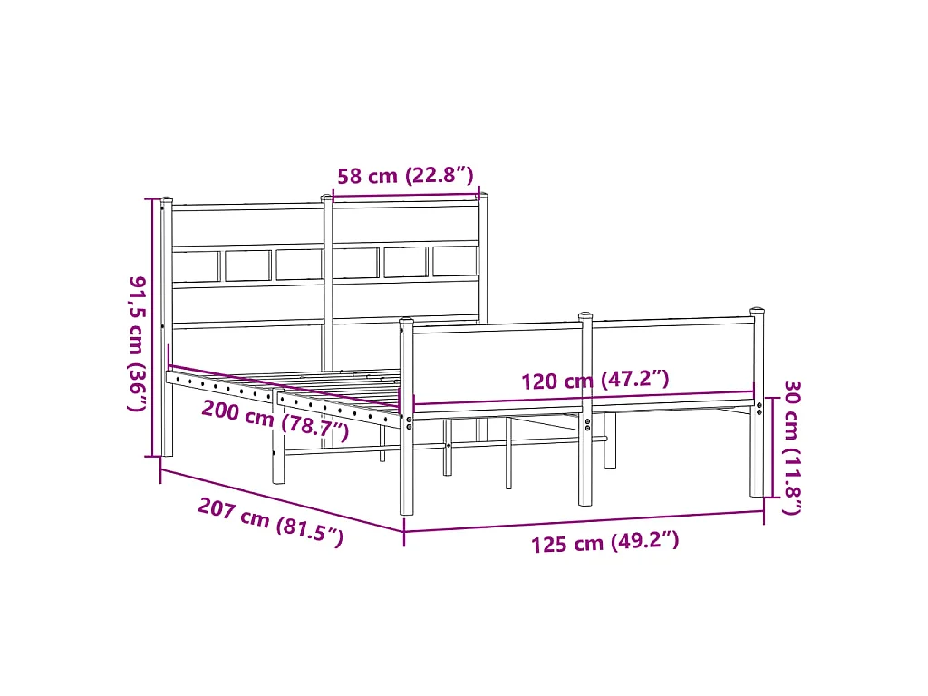 Giroletto senza Materasso Rovere Sonoma 120x200cm in Truciolato