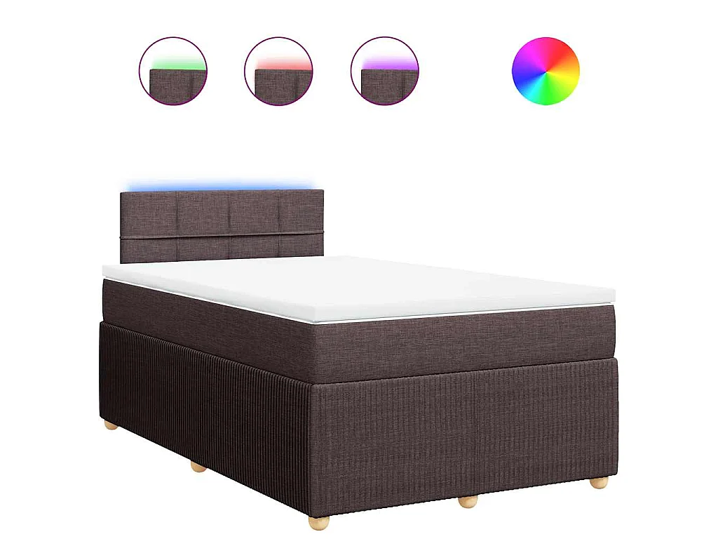 Cama box spring con colchón tela marrón oscuro 120x190 cm