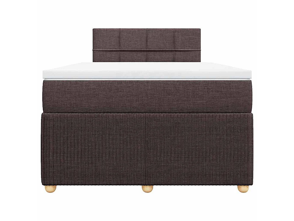 Cama box spring con colchón tela marrón oscuro 120x190 cm