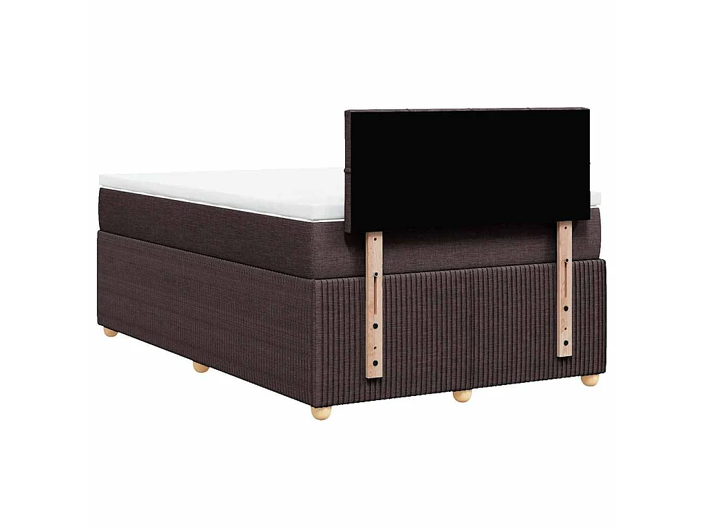 Cama box spring con colchón tela marrón oscuro 120x190 cm