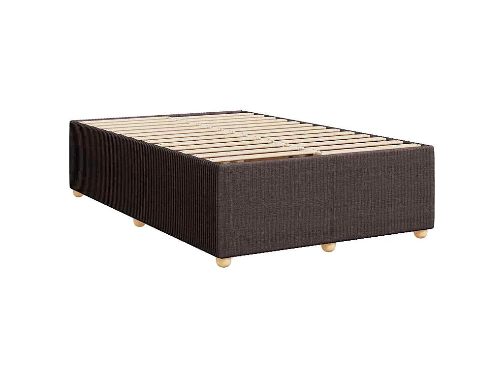 Cama box spring con colchón tela marrón oscuro 120x190 cm