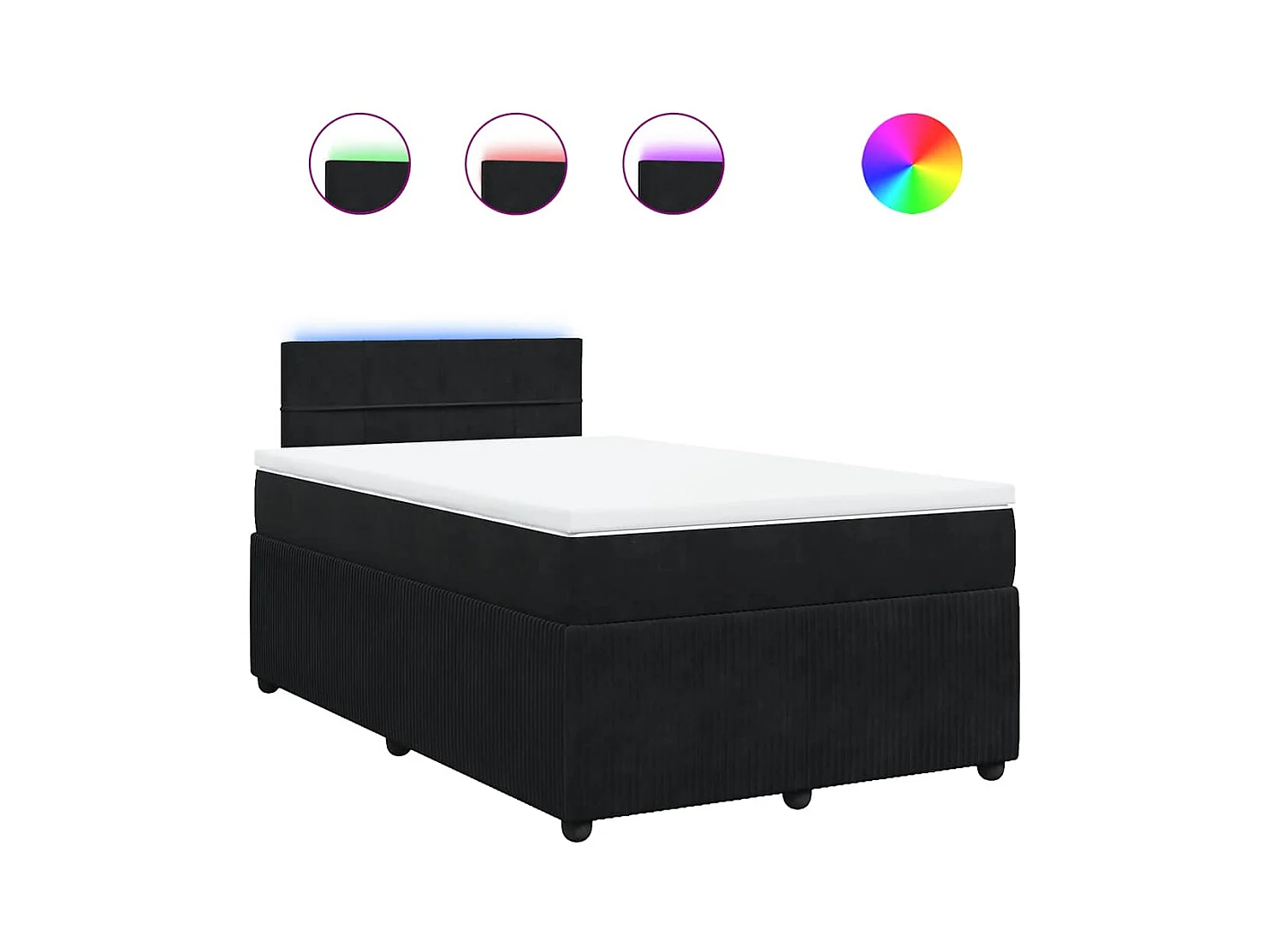 Sommier à lattes de lit avec matelas noir 120x190 cm velours
