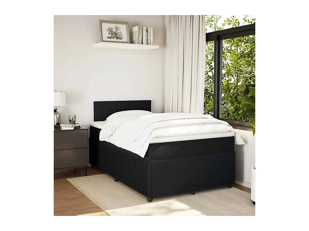 Sommier à lattes de lit avec matelas noir 120x190 cm velours