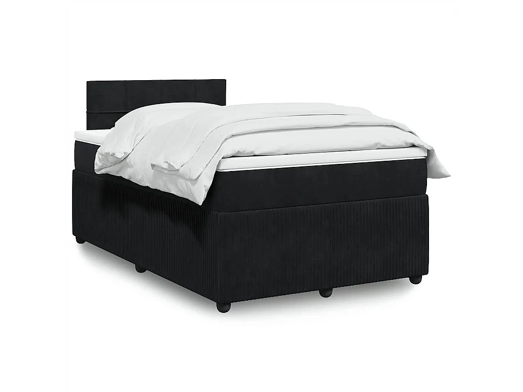 Giroletto a Molle con Materasso Nero 120x190 cm in Velluto