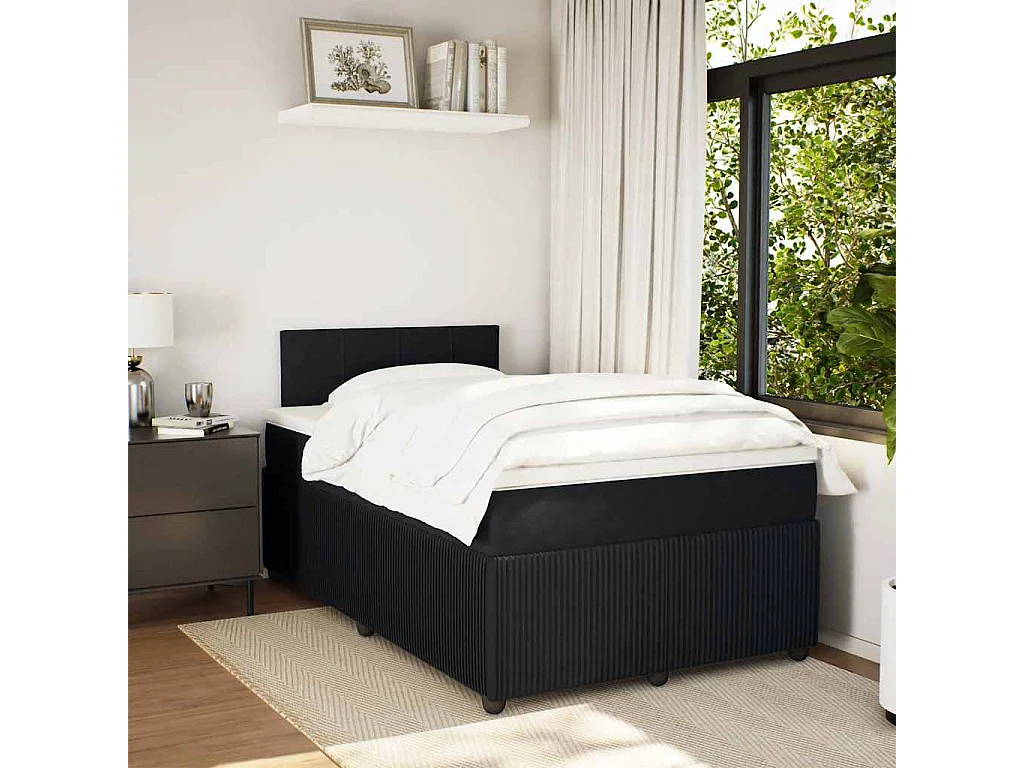 Giroletto a Molle con Materasso Nero 120x190 cm in Velluto