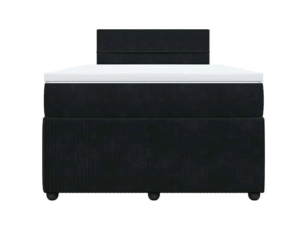 Giroletto a Molle con Materasso Nero 120x190 cm in Velluto