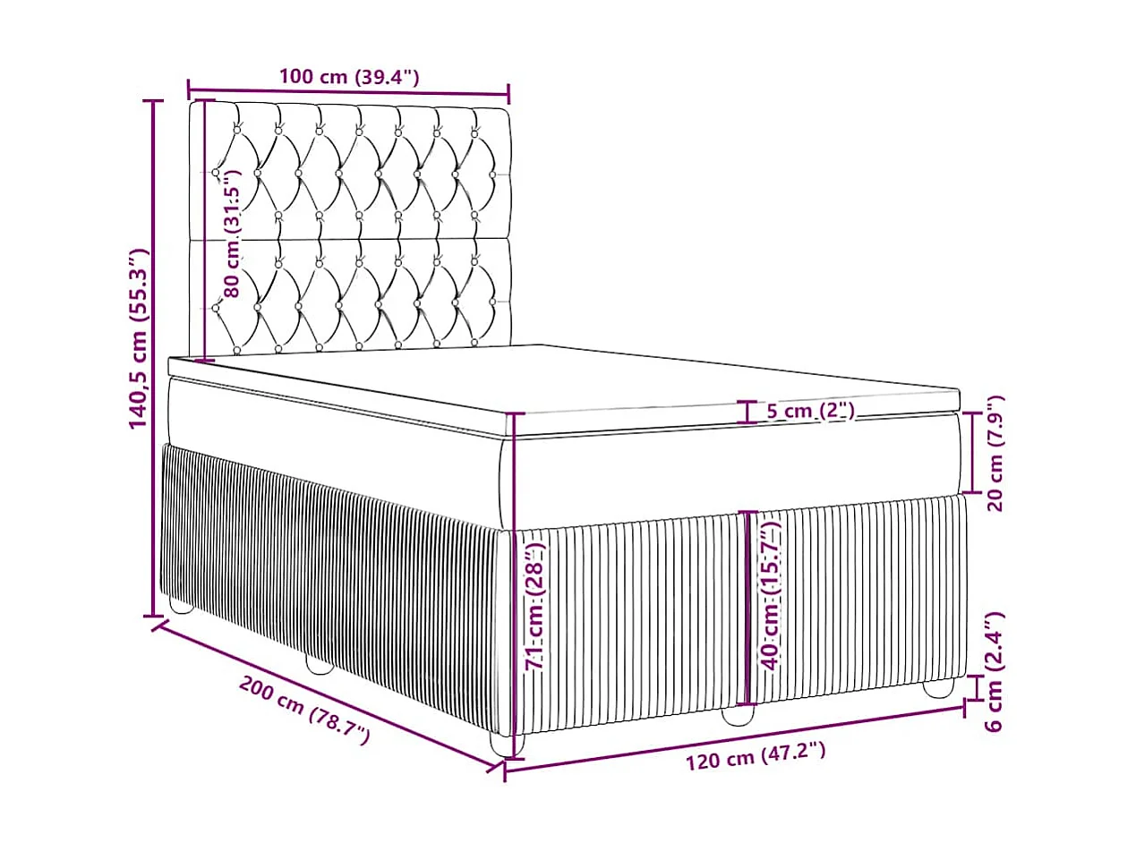 Boxspringbett mit Matratze Dunkelgrün 120x200 cm Samt