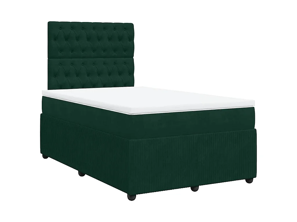 Boxspringbett mit Matratze Dunkelgrün 120x200 cm Samt