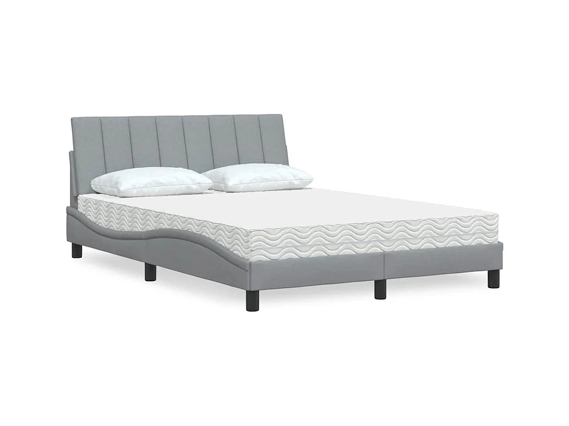 Bed met matras "Hanko" stof lichtgrijs 120x200 cm