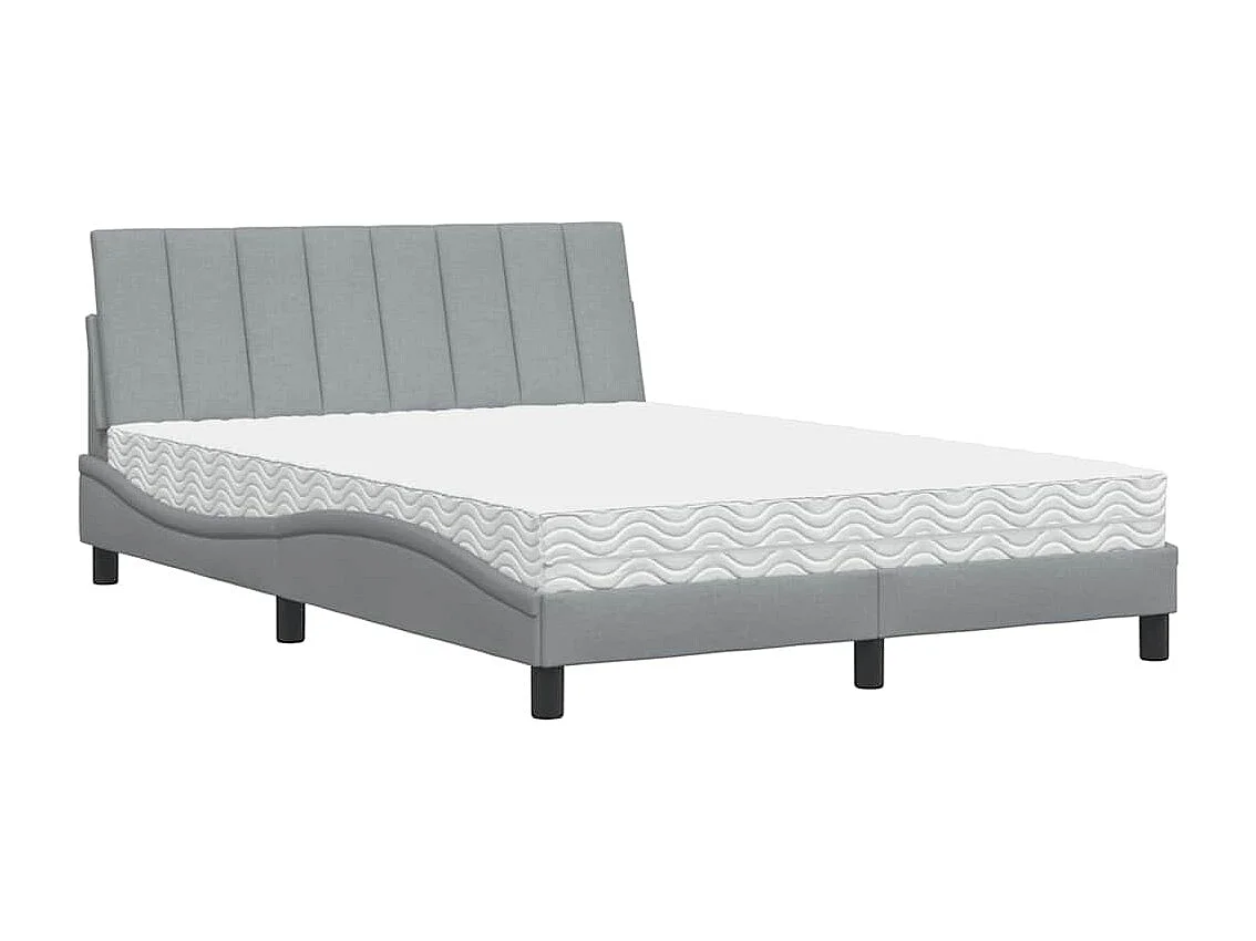 Lit avec matelas Hanko gris clair 120x200 cm tissu