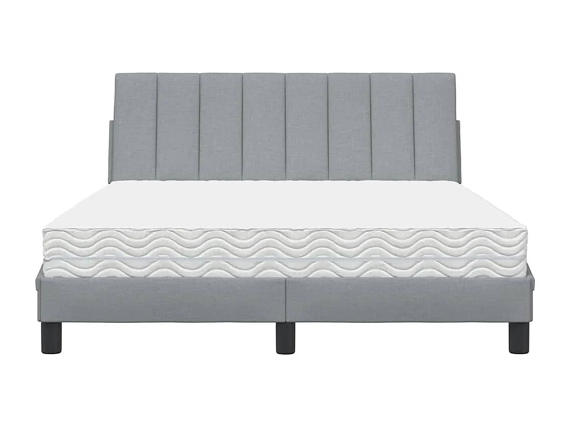 Lit avec matelas Hanko gris clair 120x200 cm tissu