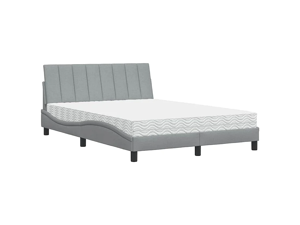 Lit avec matelas Hanko gris clair 120x200 cm tissu