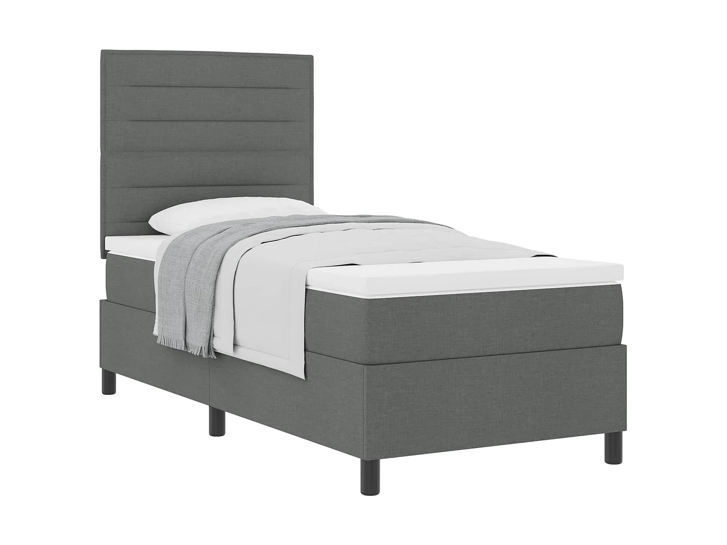 Boxspringbett mit Matratze Dunkelgrau 100 x 200 cm Stoff