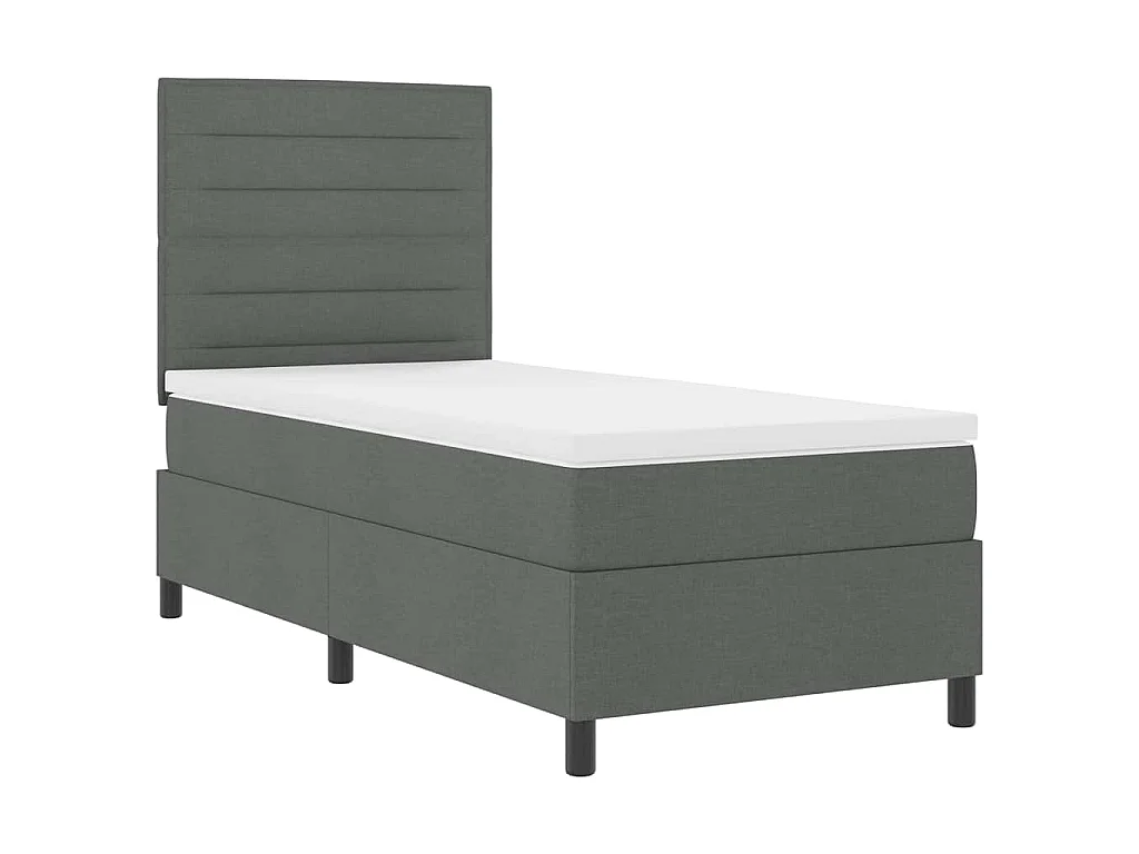 Boxspringbett mit Matratze Dunkelgrau 100 x 200 cm Stoff