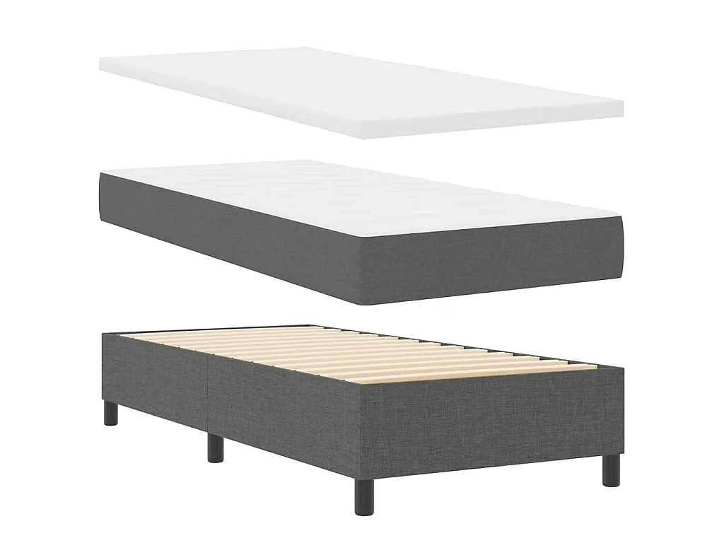 Boxspringbett mit Matratze Dunkelgrau 100 x 200 cm Stoff