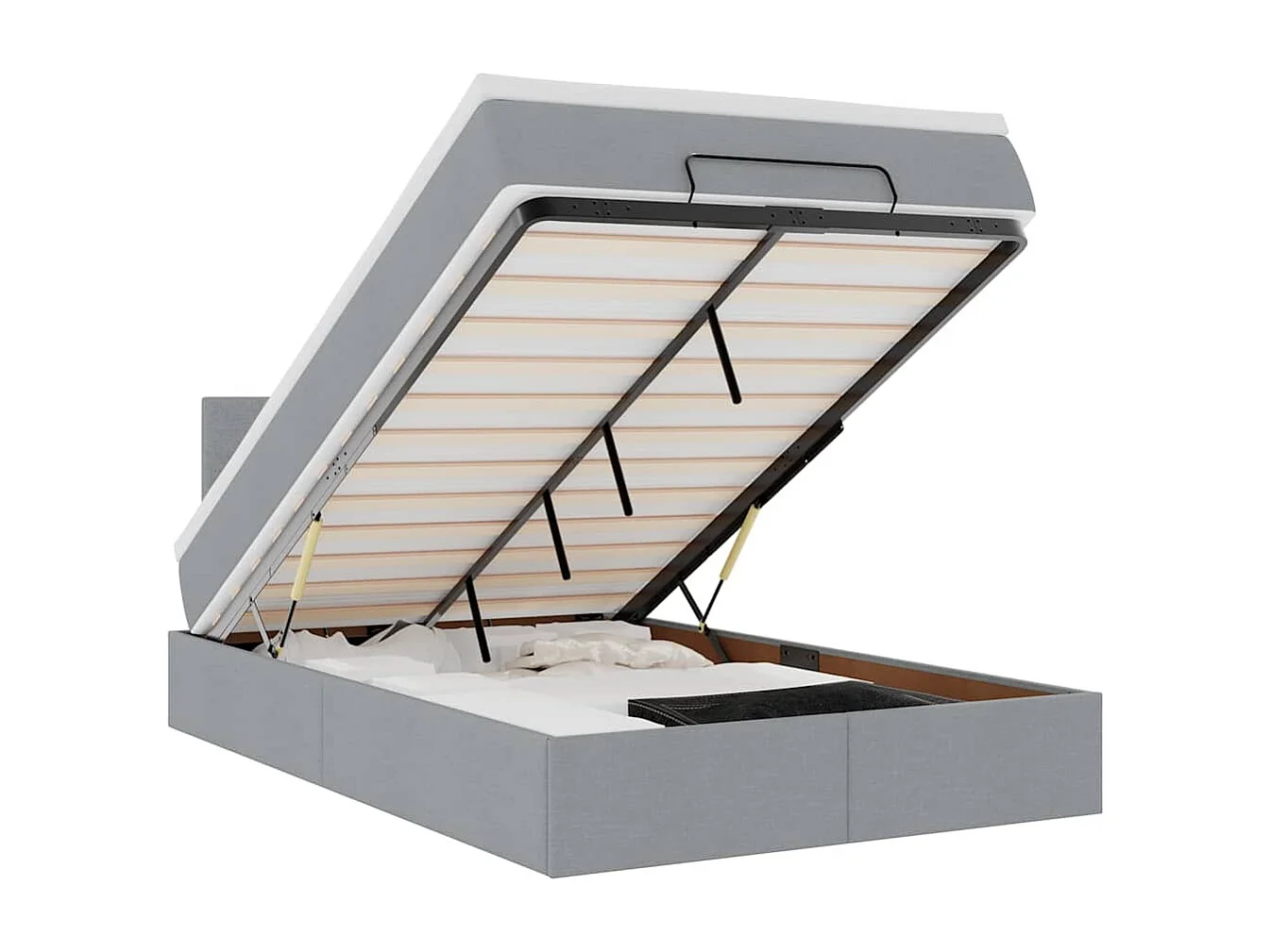 Ottoman bed met matras en LED's 120x190 cm stof lichtgrijs