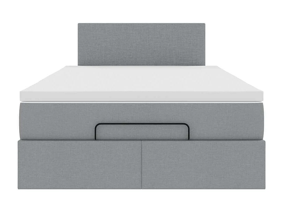 Ottoman bed met matras en LED's 120x190 cm stof lichtgrijs