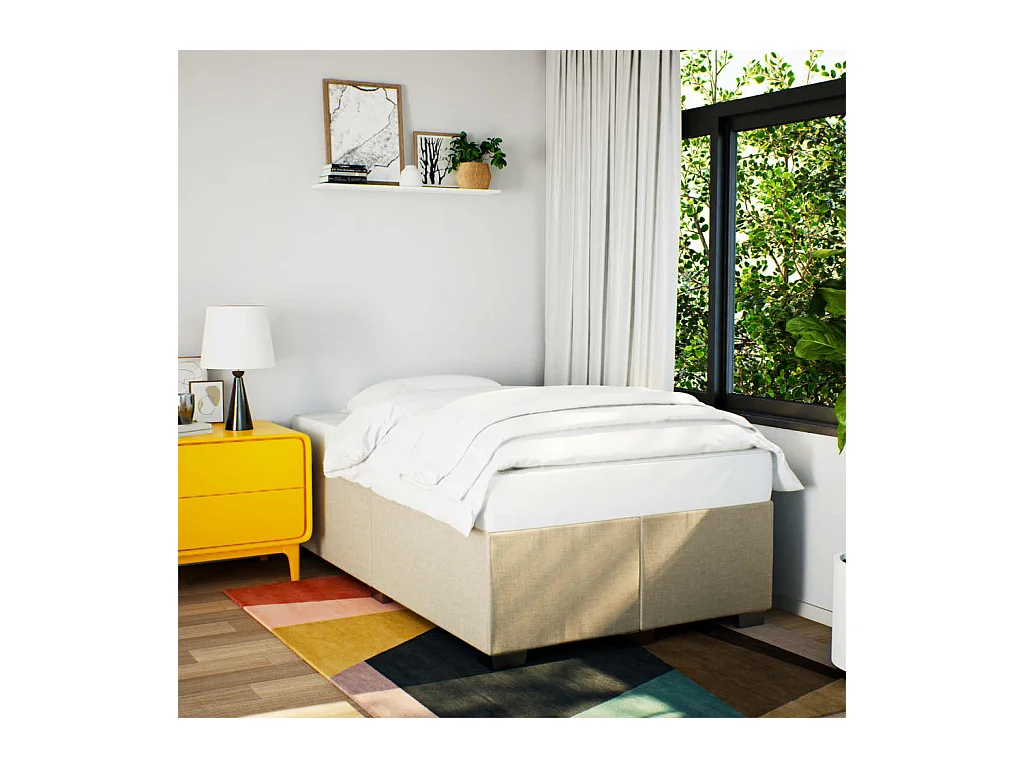 Cadre de lit sans matelas crème 120x200 cm tissu