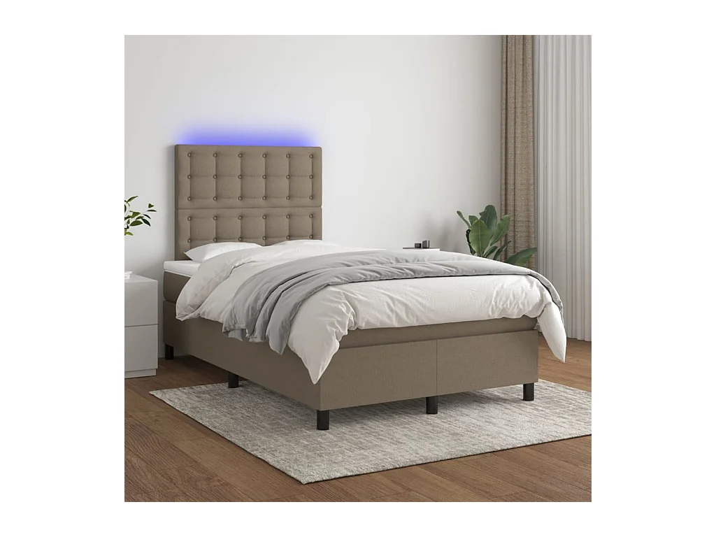 Boxspringbett mit Matratze & LED Taupe 120x190 cm Stoff