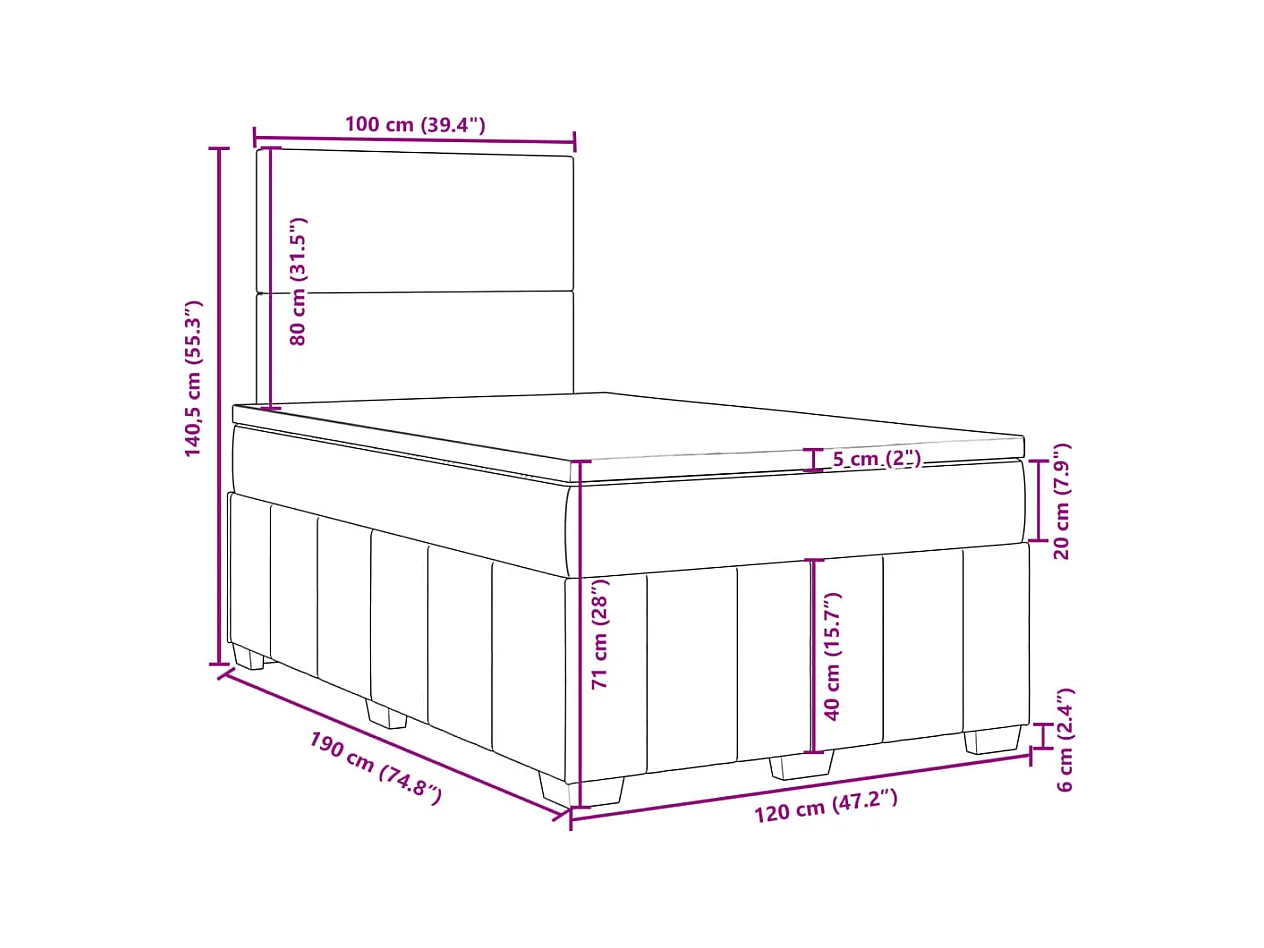 Sommier à lattes de lit avec matelas taupe 120x190 cm tissu
