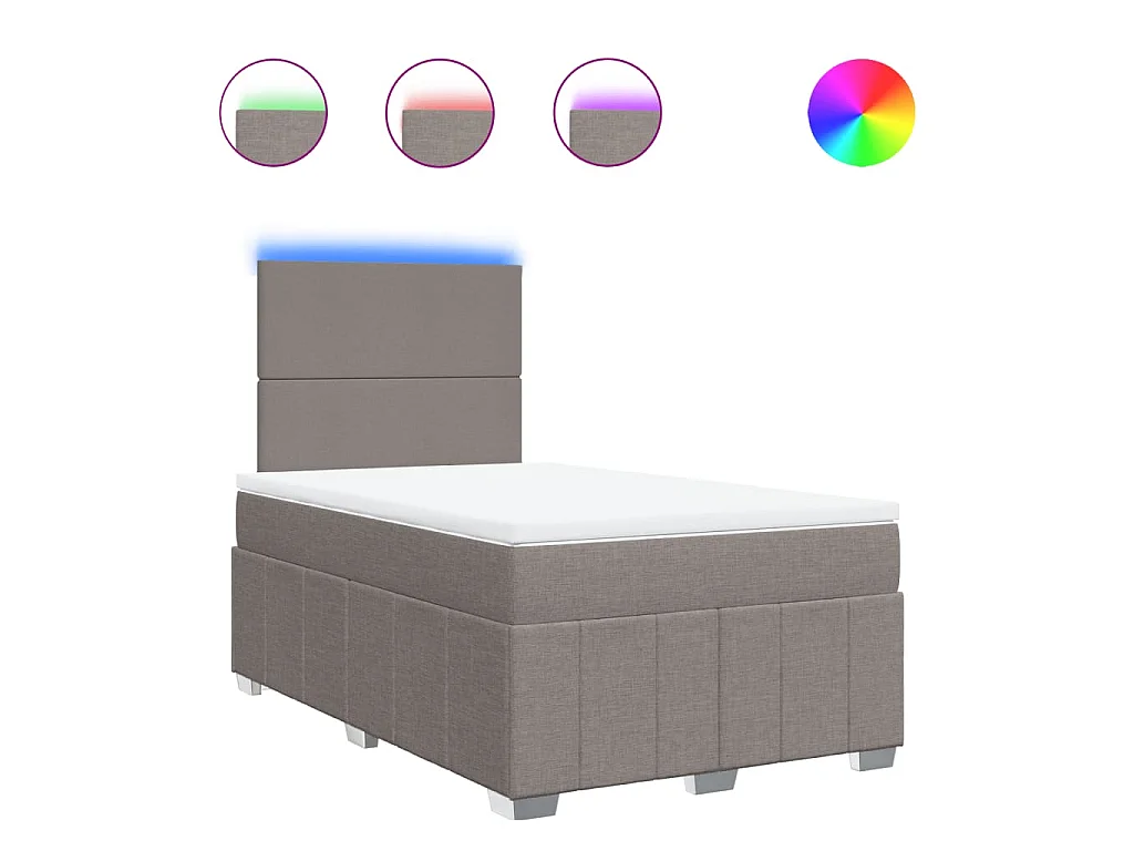 Cama boxspring c/ colchão 120x190cm tecido castanho-acinzentado