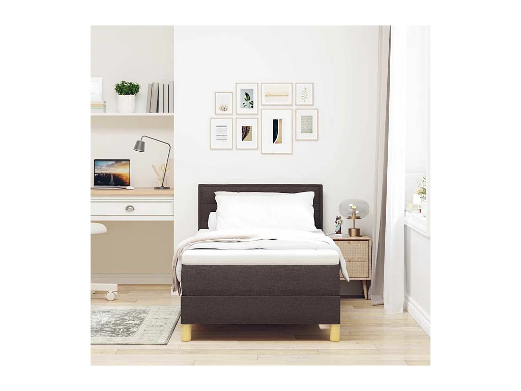 Boxspringbett mit Matratze Dunkelbraun 100 x 200 cm Stoff