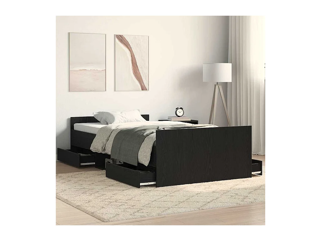 Cadre de lit Chêne noir 100 x 200 cm Bois d'ingénierie