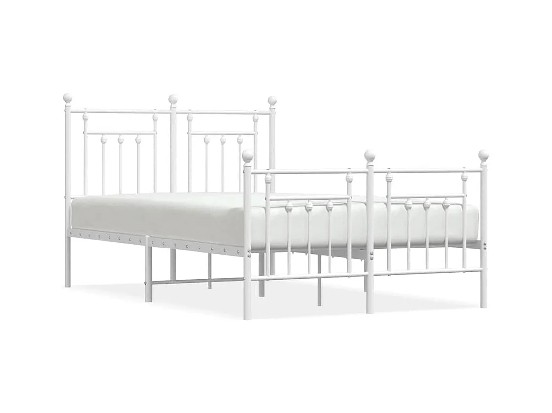 Giroletto con Testiera e Pediera Metallo Bianco 120x200 cm