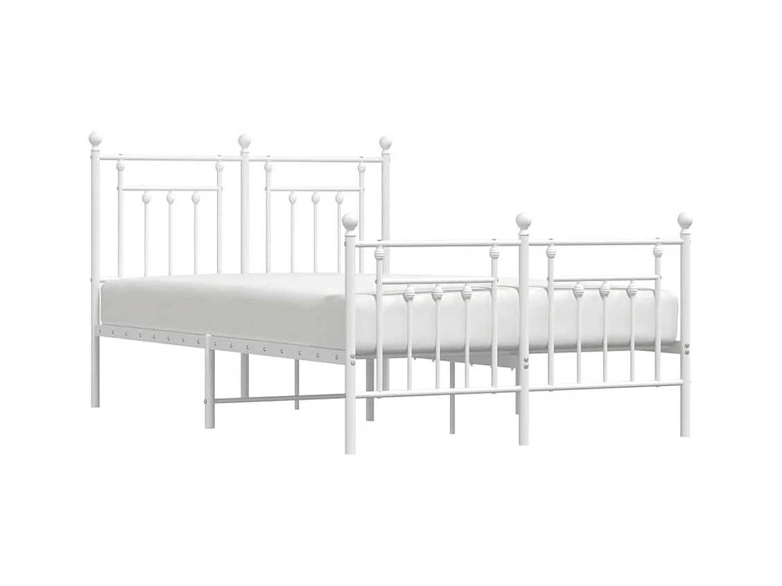 Giroletto con Testiera e Pediera Metallo Bianco 120x200 cm