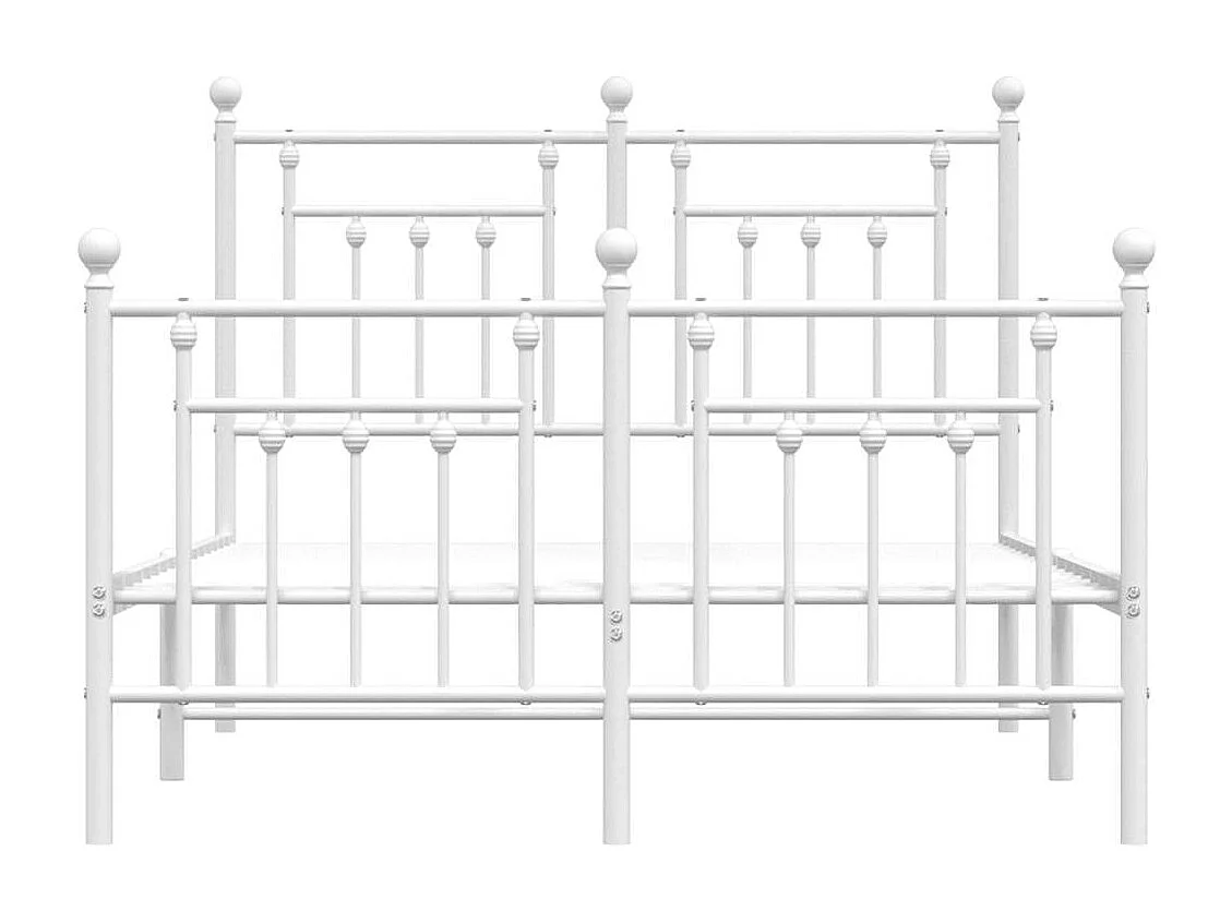 Cadre de lit métal sans matelas et pied de lit blanc 120x200 cm