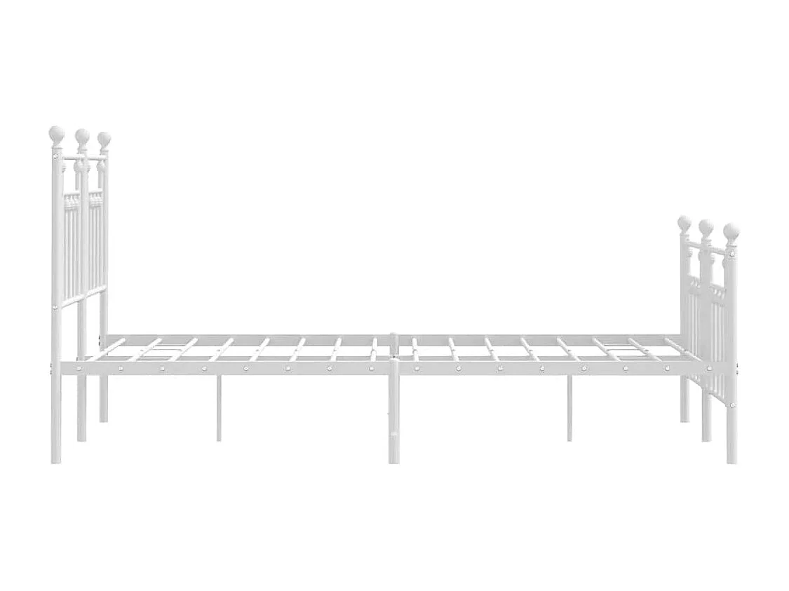 Cadre de lit métal sans matelas et pied de lit blanc 120x200 cm