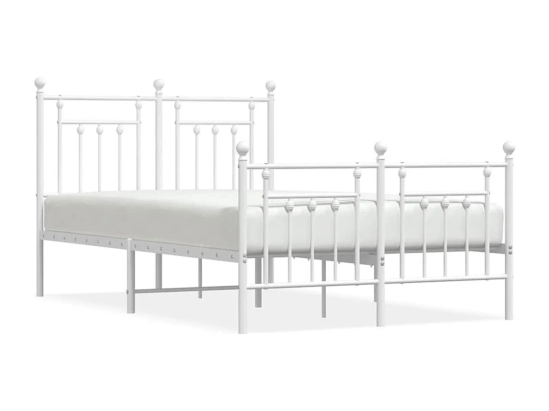 Bettgestell mit Kopf- und Fußteil Metall Weiß 120x200 cm
