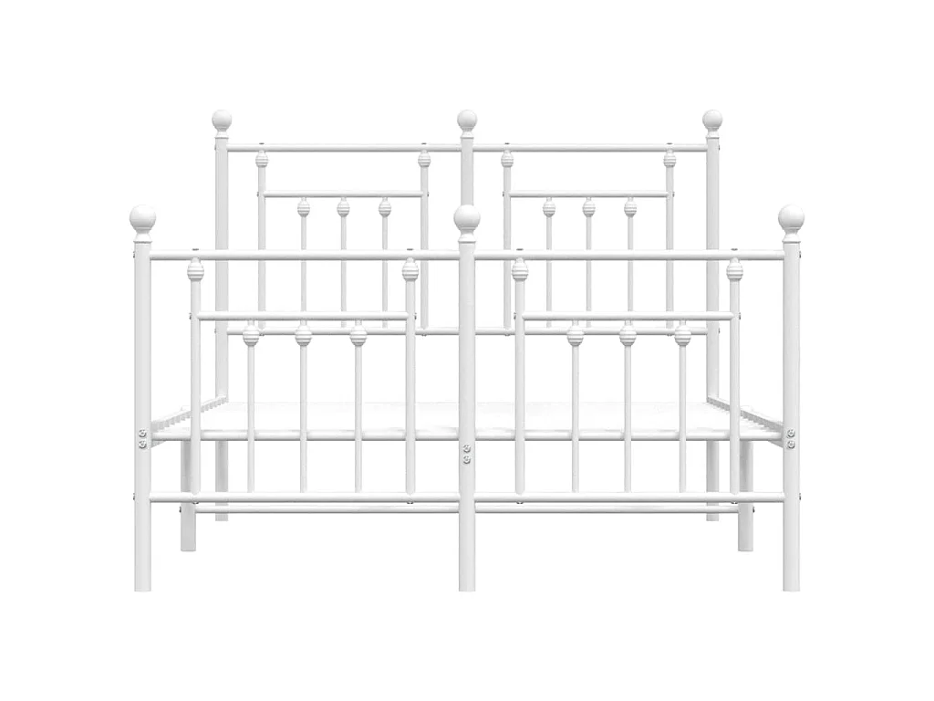 Cadre de lit métal sans matelas et pied de lit blanc 120x200 cm