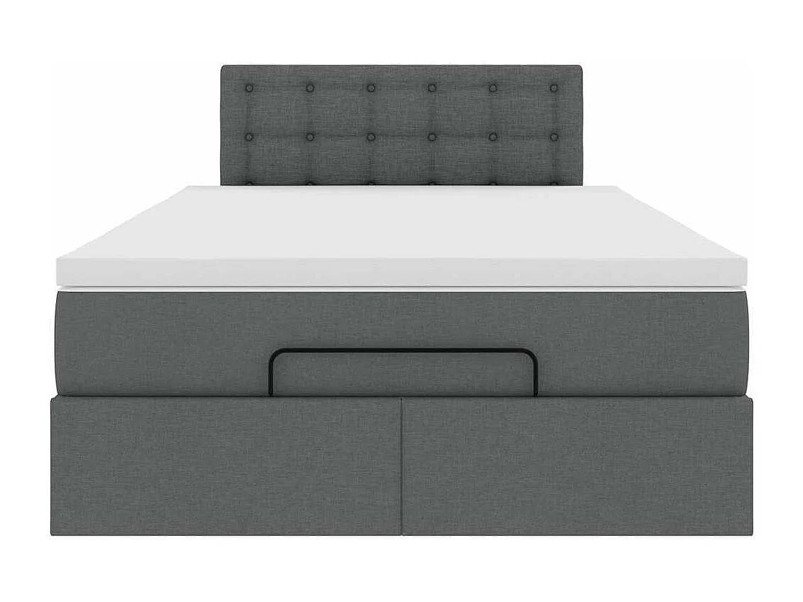 Lit ottoman avec matelas et LED gris foncé 120x200 cm tissu