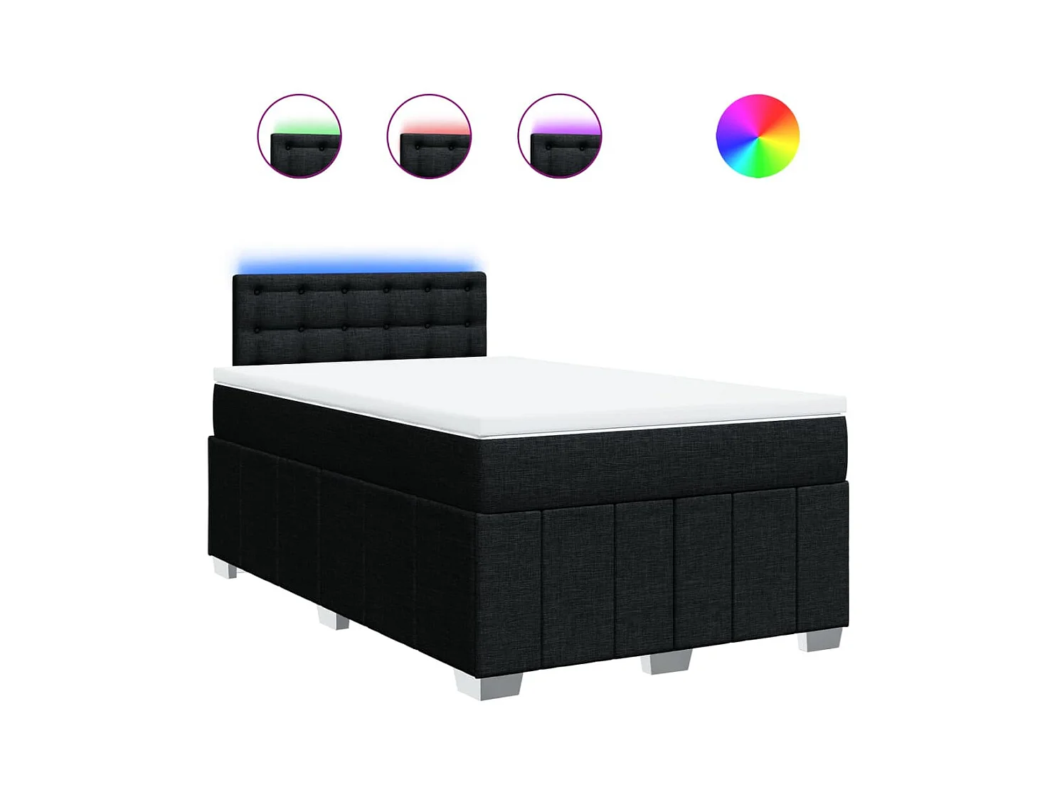 Giroletto a Molle con Materasso Nero 120x190 cm in Tessuto