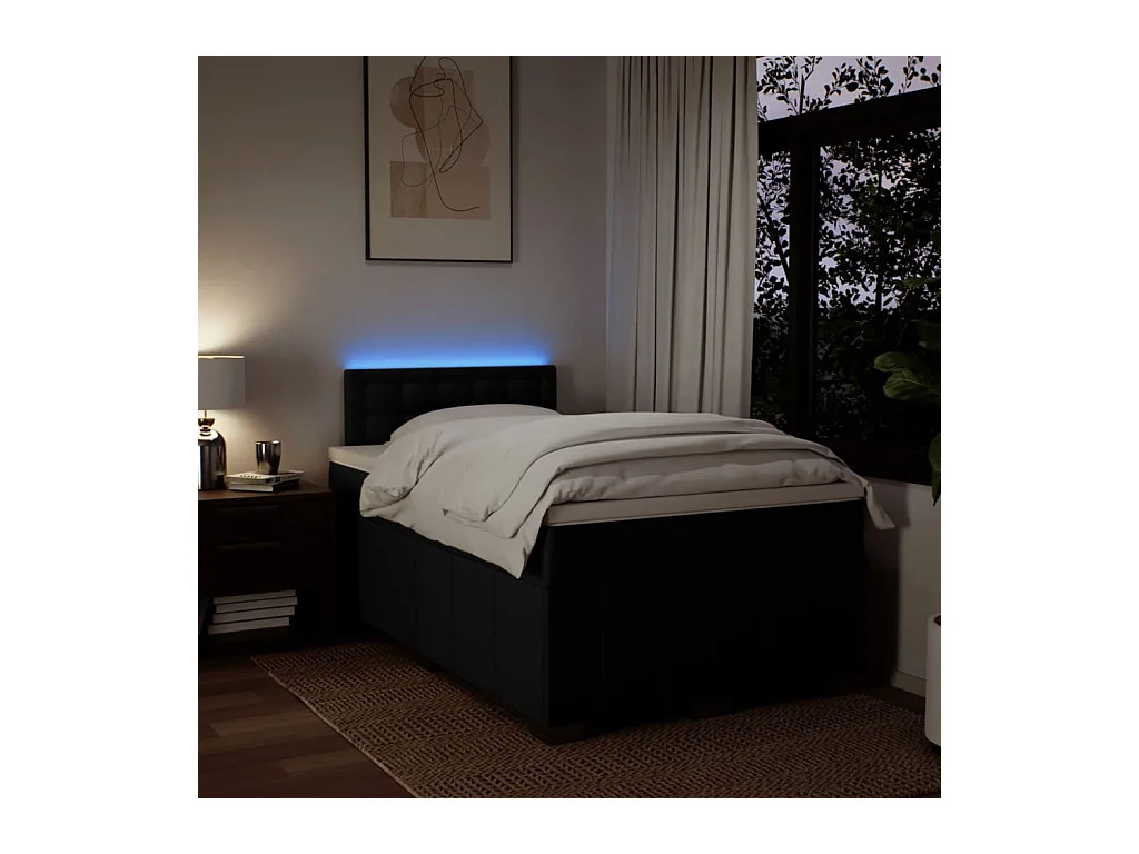 Giroletto a Molle con Materasso Nero 120x190 cm in Tessuto