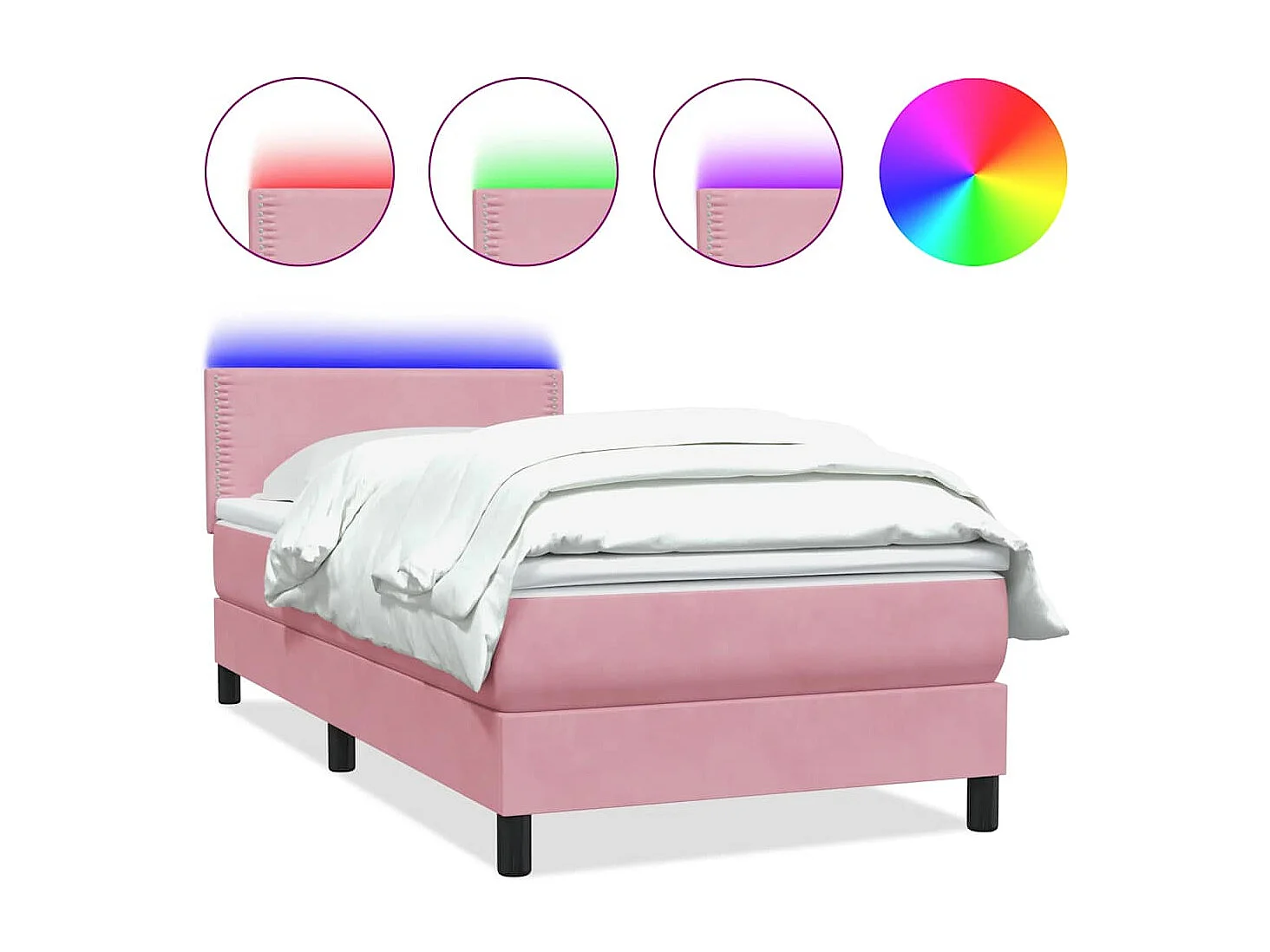 Boxspringbett mit Matratze & LED Rosa 120x220 cm Samt