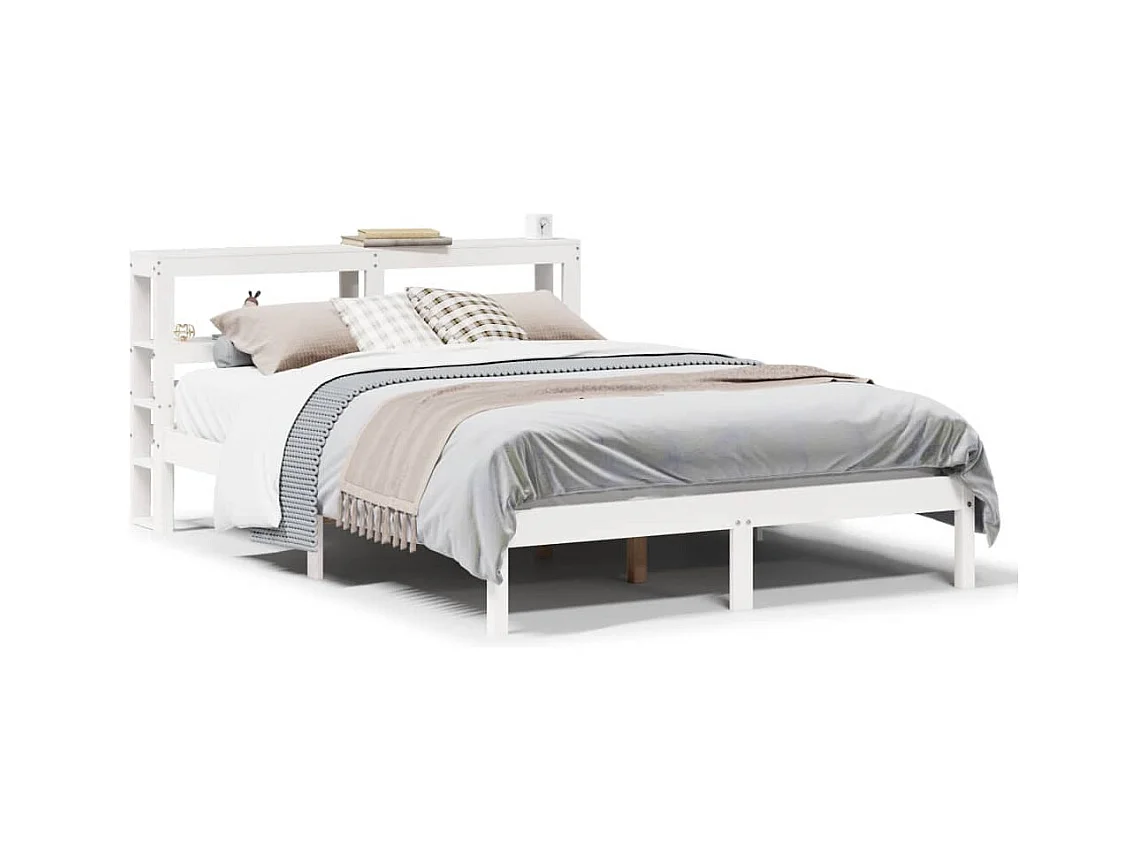 Cadre de lit sans matelas blanc 120x190 cm bois de pin massif