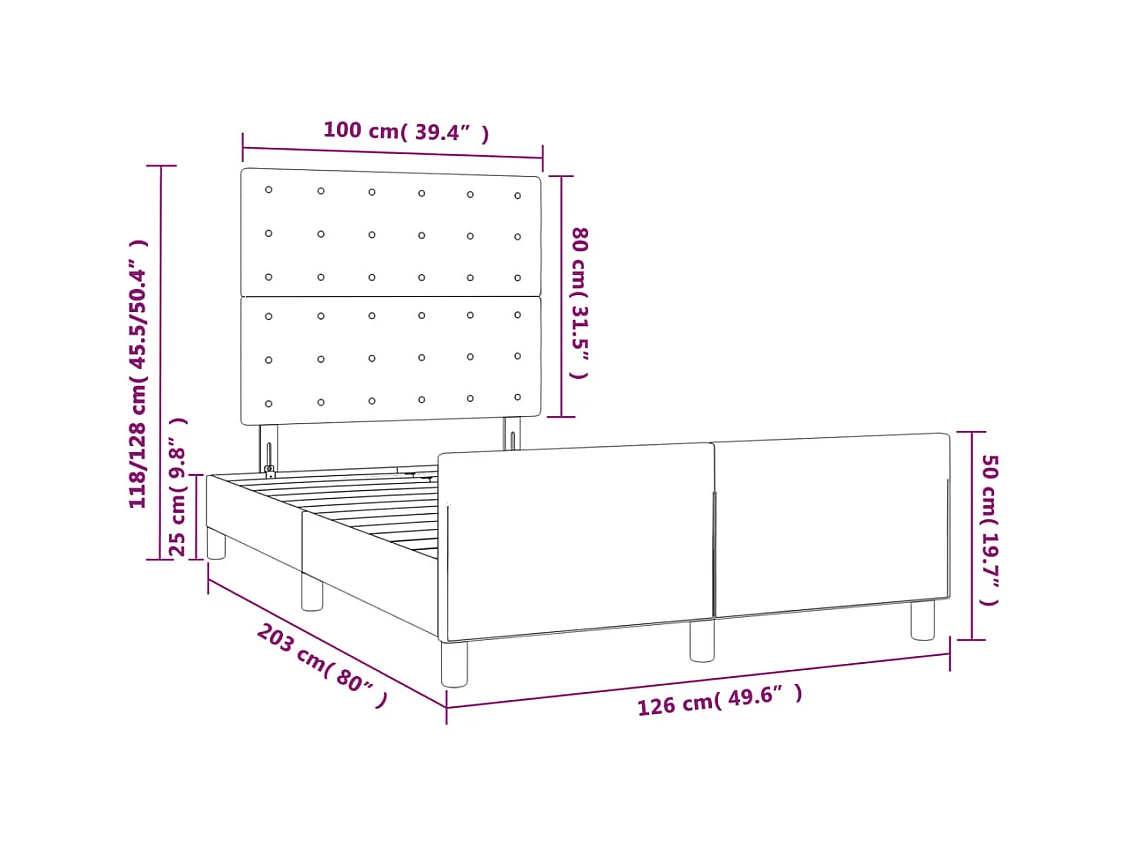 Cadre de lit sans matelas noir 120x200 cm velours