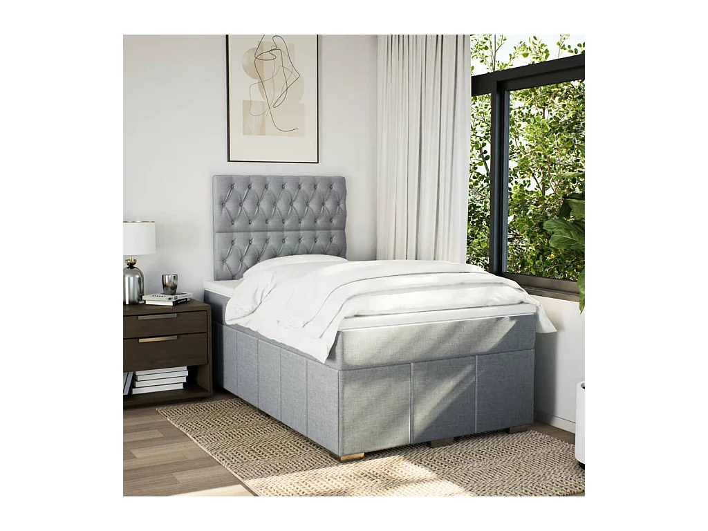 Boxspring met matras stof lichtgrijs 120x190 cm